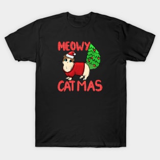 Meowy Catmas - Funny Christmas Cat T-Shirt